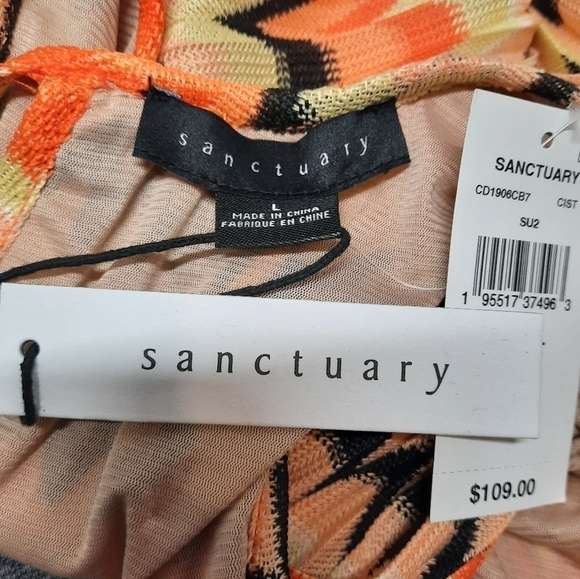 Sanctuary Women's Crochet Mini Dress Orange Yellow Large New with Tags - Picture 7 of 11